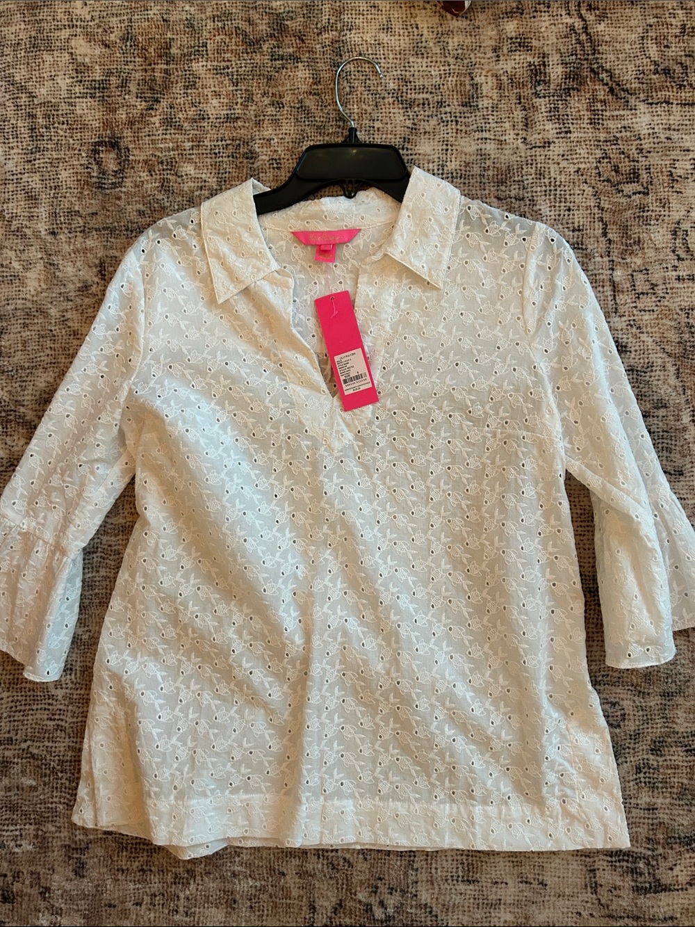 Lilly Pulitzer White Eyelet Collared Women's Top